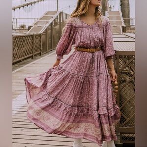 SPELL Dahlia Gown in Mulberry